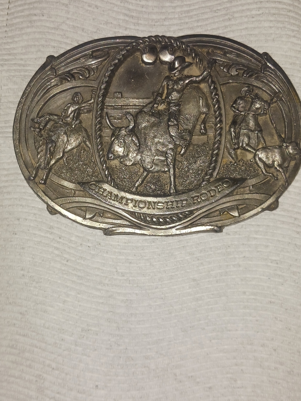 Championship Rodeo Bull Rider Buckle - Silver-Tone Men’s Accessory